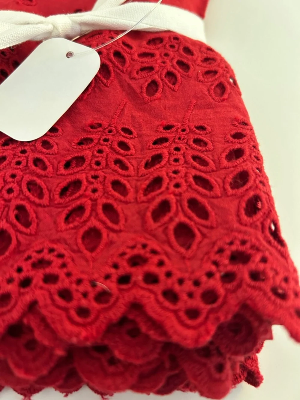 Potterybarn Red Eyelet‎ Organic Cotton 4 pc. Napkin Set New with tags!